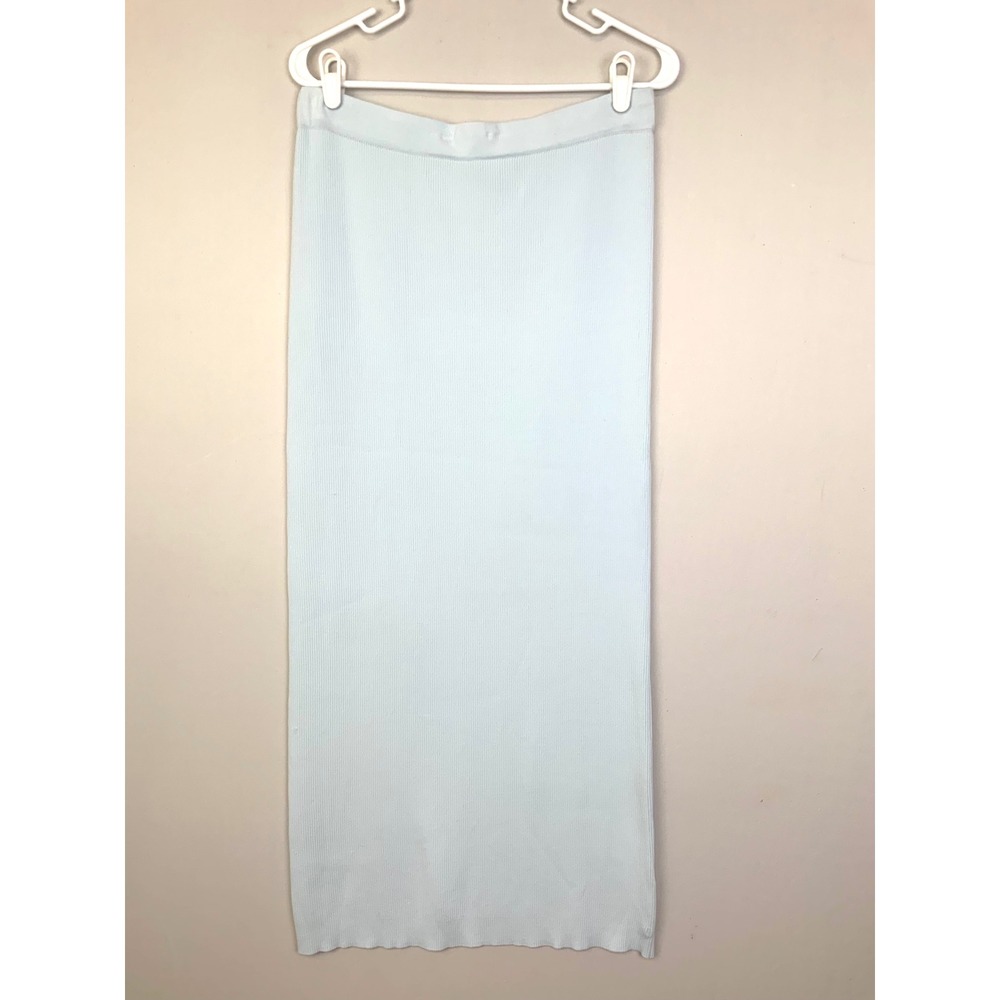 Legoe Heritage Sz 2/Medium Baby Blue Parisian Knit Maternity Maxi Skirt